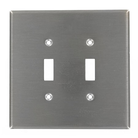 Ezgeneration 5.25 x 5.3 in. Oversized Stainless Steel 2-Gang 2-Toggle Wall Plate EZ783753
